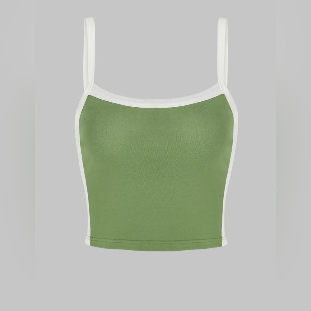 COPY - Colorblock Crop Tank Top - Green L NWT - Picture 1 of 6
